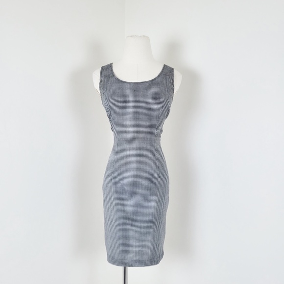 90's Gingham Mini Dress high neck sleeveless checkered plaid modest back zipper - Picture 2 of 11
